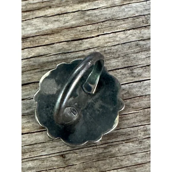 Sterling Silver Turquoise Cluster Ring Womens Size 6.5 Southwestern Vintage